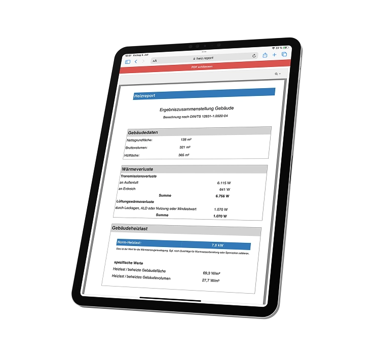 Heizlast-Report für Kirchhain